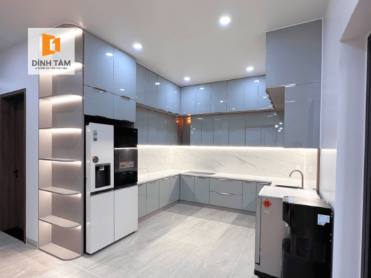 bếp nhôm ocean luxury kết hợp cùng gỗ nội thất cao cấp an cường